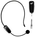 Tnnluku Wireless Microphone Headset, UHF Wireless Headset Mic, 2 in 1 Headset Mic＆Handheld Mic, 160 ft Range, 1/8''&1/4'' Output, for Mic Speakers, Amplifier, PA System(Not for Phone, Laptop)