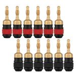 WGGE WG-008 24K Gold Safety Connector Banana Plugs (6 Pair (12 plugs ))