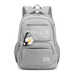 Travistar School Bag for Teenage Girls Casual Backpack High Middle Bookbag Multi-pocket Elementary Girls Backpacks Large Capacity Rucksack Bag for Women Travel Hiking Camping (Grey)