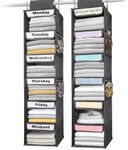 AELS 6-Shelf Weekly Clothes Organizer Set of 2, Hanging Closet Organizer for Kids & Adults, Monday Through Friday with Visual Label, Prepare & Organize Clothing, Shoes & After School Activities, Gray