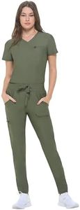 Natural Uniforms Ultra Stretch Form Fitting Womens Scrub Set (Olive, Small)