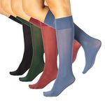 CALZITALY Pack 4 Pairs Opaque Knee High Socks, Microfibre Knee High Pop Socks | Black, Blue | 40 DEN | Italian Hosiery (One size, Blue Jeans + Garnet Red + Green + Black)