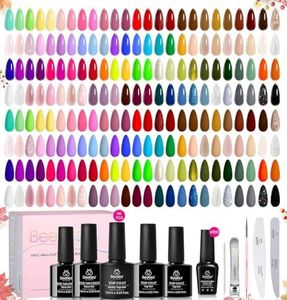 Beetles 110 PCS Gel Nail Polish Set, 100 Colors Infinite Inspiration All Season Red Brown Green Black Gel Polish with 5Pcs Base Top Coat Soak off UV Gel for Manicure Lovers DIY at Home Gifts for Women