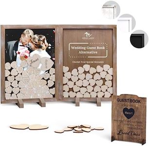 GLM Wedding Guest Book Alternative with Sign, 160 Hearts and 4 Large Hearts, Guest Book Wedding Reception, Rustic Wedding Decorations for Reception, Wedding Decor (Brown)