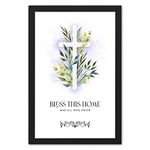 Ritwika's Wood Personalized Christian With Frame Floral Artwork Of Jesus Christ Cross & Customize Your Quote Or Verse | Two Sizes (9.5" X 13.5" And 13.5" X 19.5") And In 2 Colours