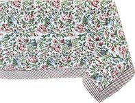 ATOSII Ambrosia 100% Cotton Rectangle Summer Tablecloth, Block Print Floral Table Cloth Linen for Kitchen Dining Parties Wedding Outdoors I Grand Millennial 60 X 90 Inches I 6 Seater I Memorial Day