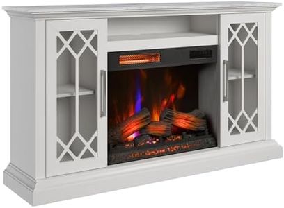 duraflame® Electric Fireplace Farmhouse Media Console for 65 Inch TVs with Glass Doors, Bright White