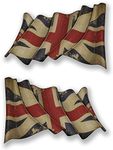 2 x 10cm/100mm Waving Union Jack Flag Vinyl SELF Adhesive Sticker Decal Laptop Travel Luggage Car Bike Sign Fun #6665