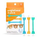 oogiebear - Baby Nose and Ear Cleaner Tool - 3 Pack Baby Nasal Booger & Ear Wax Remover- Baby Gadget for Infants and Toddlers in 3 Colours - Dual Earwax or Snot Remover Aspirator for Baby