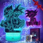 Eygerur 2 in 1 Anime Night Light for Kids,3D LED Illusion Lamp 16 Colour Change Dimmable Goku&Vegeta Toy Boys Birthday Christmas Gifts Manga Lamp for Girls Boys Bedroom Decor