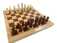 CLASSIC WOODEN FOLDING CHESS BOARD AND PIECES - IDEAL BEGINNERS BOARD