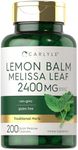 Lemon Balm | 2400mg| 200 Capsules | Non-GMO and Gluten Free Formula | Melissa Leaf Traditional Herbal Supplement | by Carlyle