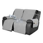 Easy-Going Waterproof Recliner Loveseat Sofa Cover With Pocket - Reversible Couch Protector for 2 Seat, Washable With Elastic Straps for Pet (Light Gray/Ivory)