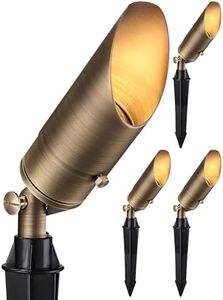LEONLITE Adjustable Solid Cast Brass Landscape Spotlights, Low Voltage Landscape Light, 12V Directional Uplights for Tree, Work with MR16 Bulb, (Not Included), IP65, 7.17" Tall, Bronze, Pack of 4
