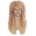 70s 80s Costumes Wigs Rocking Dude Wig Punk Metal Rocker Disco Mullet Wig Black Curly Wig Halloween Costume Wig