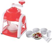 Glive's Ice Crusher Manual Handheld Gola Maker Snow Slush Frozen Maker Machine for Home UseWith Plastic Bowl Cup Glass and Stick