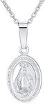 Traditional Christian Our Lady of Guadalupe of Protection Catholic Religious Small Oval Medal Medallion Virgin Mary Necklace Pendant for Women Teens .925 Sterling Silver