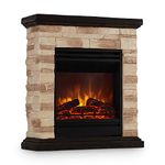 Klarstein Kaprun - Electric Fireplace, Electric Fire place, Electric Fireplace, 1800 W, Flame Effect, Stone Decor, Polystone, Remote, electric fire, Black-Brown