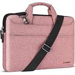 DOMISO 17 inch Laptop Sleeve Shoulder Bag Water-Resistant Messenger Bag Business Briefcase for 17.3" Notebooks/17.3" Dell Inspiron/MSI GS73VR Stealth Pro/Lenovo IdeaPad/HP Envy/LG Gram/ASUS ROG,Pink