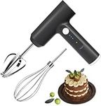 Hand Mixer- LHBD Cordless Electric Whisk Portable Handheld Electric Mixer with 3-Speed Self-Control, 304 Stainless Steel Beaters & Balloon Whisk, for Festivals Gifts, Butter Tarts, Cakes, Cookies