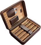 Prestige Import Group - The Manhattan Ostrich Motif Leather Travel Humidor Cigar Case with Zipper Closure - Color: Brown