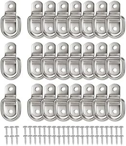 Yitoking 24 Pack D Rings Heavy Duty Tie Downs Anchor，1/4 Inch Steel D-Ring Trailer 700 Lbs D-Ring Bracket Mounting Plate for Ratchet Tie Down Straps Car Truck Bed Cargo Silver