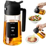 SWEET VIEW Olive Oil Spray Bottle, 470ml 2 In 1 Glass Oil Dispenser/Pour & Sprayr Bottle, Kitchen Accessories, Kitchen Gadgets for Air Fryer, Salad, BBQ with Stickers (Black)