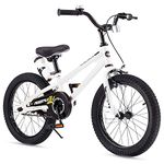 Royalbaby Kids' Bike for Boys and Girls, BMX Freestyle Bike for Kids, 95% Assembled, Front Hand Brake Plus Rear Coaster Brake, 12, 14, 16 and 18 Inch Bike (White, 18 Inch with Kickstand)