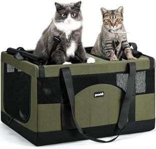 Pecute Cat Carrier for 2 Cats,Dual Cabin Multi Cat Travel Carrier with Removable Divider and Sturdy Frame,Collapsible,Soft,can Hold 20lbs+ for 2 Small Kitten,Medium Dog,Extra Large for Travel,Green