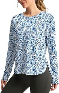 Women's Sun Shirts UPF 50+ Long Sleeve UV Protection Shirt Lightweight Quick Dry Workout Hiking Tops for Women(Peri Blue Freesia,L)