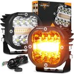 Auxbeam 3 Inch 96W Amber White LED Light Pods, XP-Ultra Series 6 Modes Dual Color Fog Light Cube Spot Flood Combo Strobe Lights Emergency Driving Offroad Flashing Ditch Lights for Trucks Jeep, Pair