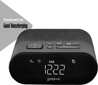 Groov-e Roma DAB/FM Clock Radio – USB Charging, LED Display, 40 Presets, Black