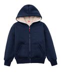 ThCreasa Boys Sherpa Fleece Lined Zip Up Hoodie Jacket, Kids Warm Solid Sweatshirt Outerwear Navy L(10-12)