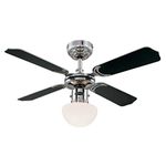 Westinghouse Lighting 78321 Portland Ambiance 90 cm Chrome Indoor Ceiling Fan, Light Kit with Mushroom Glass