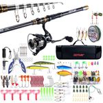 Goture Fishing Telescopic Rod and Reel Combos, 2.7M Telescopic Fishing Pole, 5.2:1 Spinning Reel Line Lures Set with Carrier Bag, Fishing Spinning Combo for Starter Travel Saltwater Freshwater B