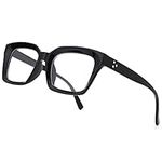 Pro Acme Square Vintage Eyeglasses Non-prescription Clear Lens Glasses for Women Men Classic Thick Frame Eyewear (Bright Black)