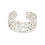 Solid 925 Sterling Silver Filigree Leaf Pattern Toe ring