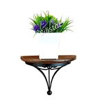 Silistar Wall Hanging Shelves Wooden and Iron Antique Bracket Beautiful Wood Wrought Iron Fancy Wall Bracket Wooden Wall Bracket Hanging for Living Room Key Holder with Wall d?cor