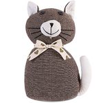 Sanlykate Fabric Decorative Door Stopper, 2.2LB Cute Interior Animal Doorstops, Anti Collision Heavy Duty Door Stoppers for Home, Book Stopper Weighted Floor Wall Protector, Cat Brown