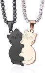 Colentine Cat Couples Necklace Cute Cat Hugging Puzzle Matching Necklaces Gift for Valentine's Day (Rose Gold)