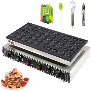 50 Pcs Mini Pancakes Maker Machine, 1800W Electric Nonstick Mini Pancake Maker with Temp & Time Control, Stainless Steel, Perfect for Home or Commercial Use