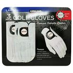 KIRKLAND SIGNATURE Men's Golf Gloves Size Large Premium 100% Cabretta Leather Pack Set of 3, L, 1307169-04