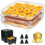 YQL Air Fryer Rack for COSORI 5.5L, 8 inch Three Layers Air Fryer Rack Square Air Fryer Basket Tray Air Fryer Accessories Stackable for Instant Vortex Plus 8.5 L,Tefal 6.5L Air Fryer and Oven