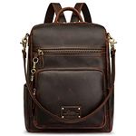 S-ZONE Genuine Leather Women Backpack Purse Vintage Fashion Shoulder Bag Travel Schoolbag Daypack with Tassel Luggage Sleeve