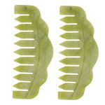 LALAFINA Gua Sha Hair Comb 2pcs Massage Comb Face Massage Tools Scalp Comb Lady Tools Green Jade Comb Jade Comb Scalp Massager Jade Hair Comb