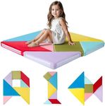 MeMoreCool Kids Couch Sofa Building Tangram Puzzle, Modular Kids Play Couch for Jigsaw Explorer, Buildable Foam Couch Block 7-Piece, Sectional Toddler Couch Children Convertible Sofa, Colorful