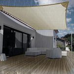 HIPPO Waterproof Rain Sail HDPE Fabric Rain Protection Sails for Terrace Shed, Shade Awnings for Car Parking (Ivory-Glow, 9.00FTX10.00FT