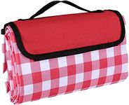 Intrepid Folding Picnic Blanket with Waterproof Backing, 145cm x 200cm- Ideal For Outdoor Use, Camping, Beach, & Garden- Large Water Proof Blankets, Rug & Mats (Red)