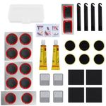 Bike Tire Repair Kit, 34 Pcs Bike Portable Patches Fixes Tool with Self-adhesive Tire Patch, Lever, Metal Rasp, Sandpaper and Box for Cycling, BMX, Motorcycle and Inflatable Rubber