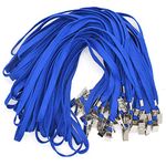 Bird Fiy® 50 Pcs Cotton Lanyard Bulldog Clip 32-inch Flat Braid Neck Lanyard for Id Cards/badges (Blue)